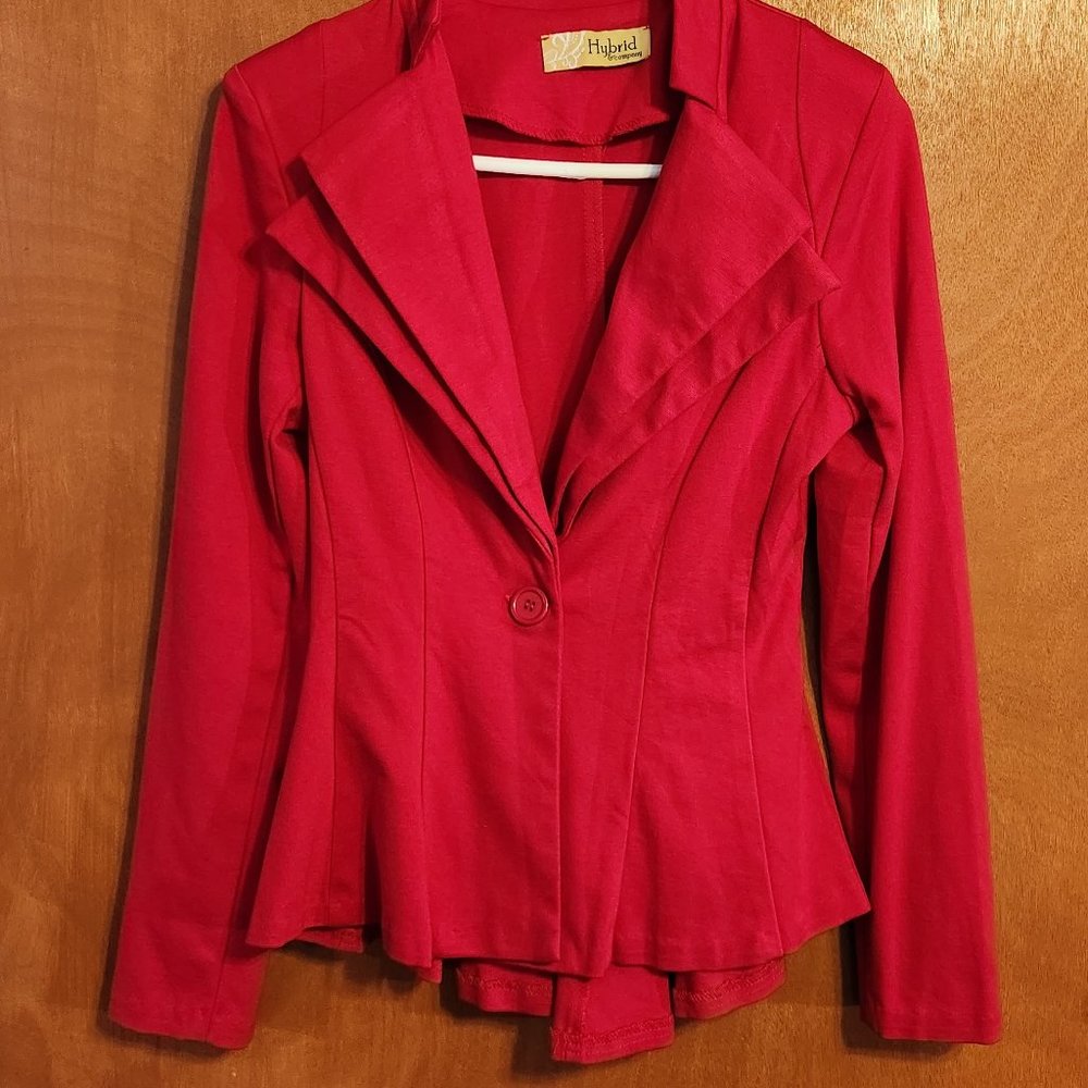 Hybrid & Company, red dressy blazer/jacket. Use for office or casual wear